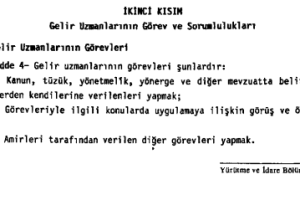 Çıkan Yönetmeliklere Göre Gelir Uzmanlarının Görevleri