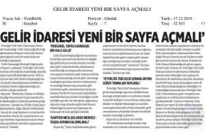 "Gelir İdaresi Yeni Bir Sayfa Açmalı" (Muhtelif Gazeteler)